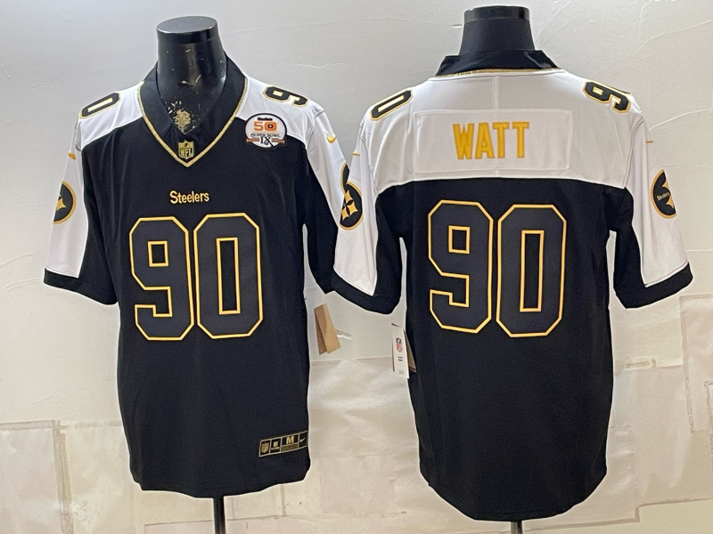 2026 Men Pittsburgh Steelers #90 Watt Black Limited Nike NFL Jersey 0901001